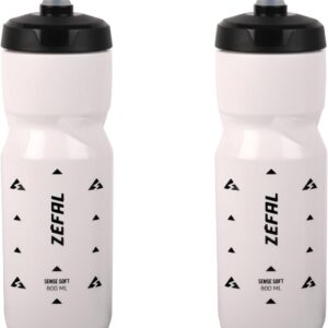 ZEFAL Pack Sense Soft 80 Bicycle Water Bottle, Two Odourless, Sports Bottles for MTB Road Bike, BPA-Free Water Bottle, Silicone Teat, White, 2 x 800 ml