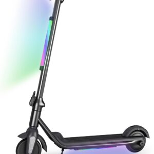 Electric Scooter Children from 6-12 Years, Max Range 5-8 km – Max. 12 km/h, Foldable Electric Scooter for Children with Colourful Rainbow Lights and LED Display, Electric Scooter for Children and