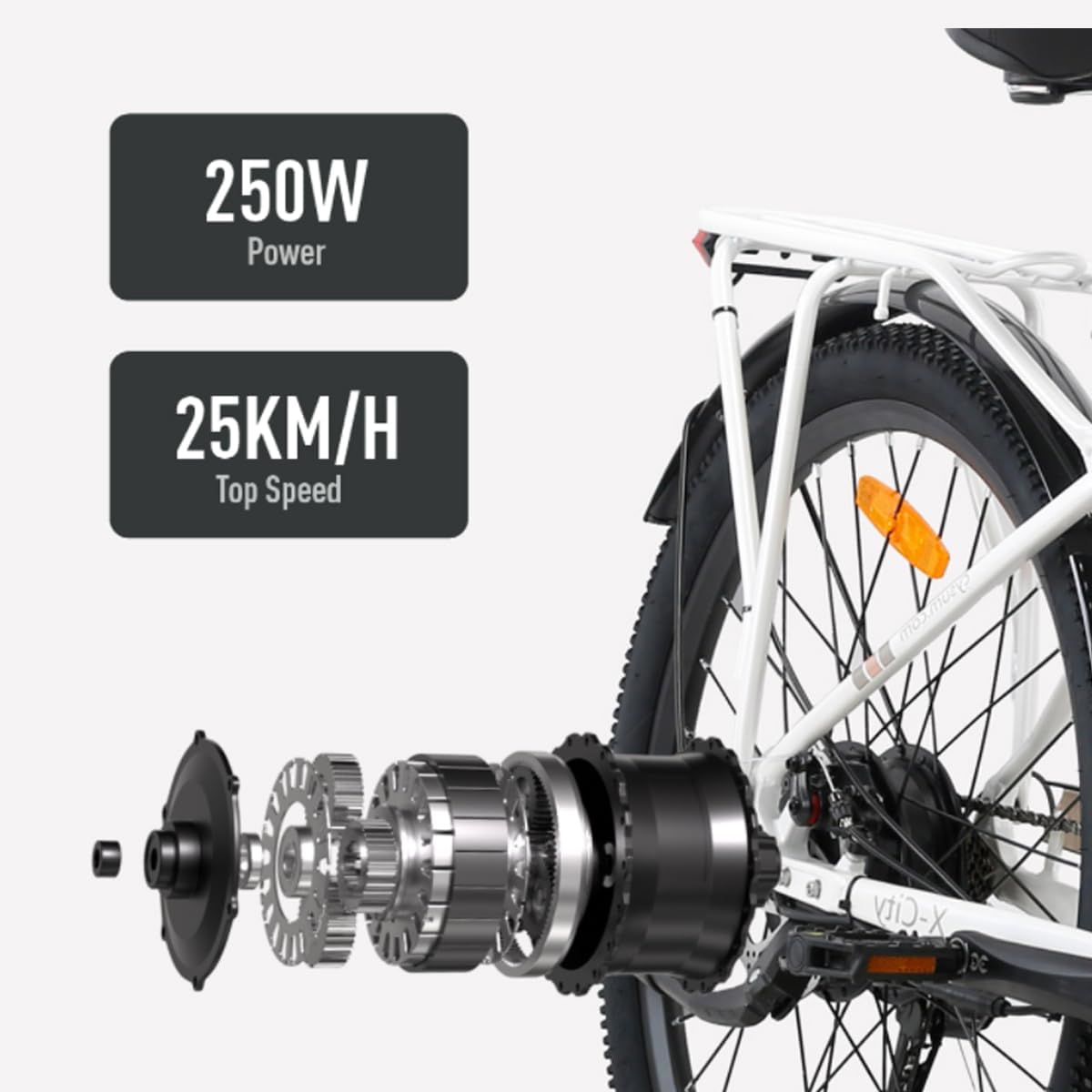 cysum X-City Electric Bicycle for Adults, 26 Inch City Electric Bicycle Women Men Lithium Battery 48 V 10.4 Ah Motor 250 W 25 km/h Urban Switing – Bild 4