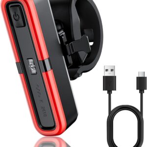 OnMeto Bicycle Rear Light, LED Rear Light Bicycle USB Type-C Rechargeable Bicycle Light Rear Light Ebike IPX5 Waterproof for Road Bike, MTB, E-Bike