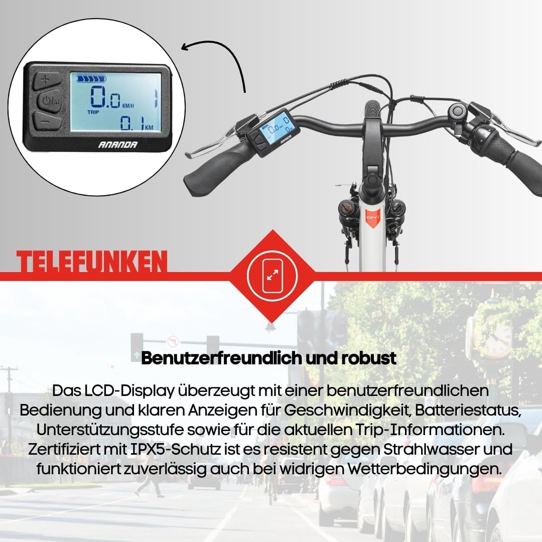TELEFUNKEN E-Bike 28 Zoll Fahrrad für Damen & Herren | Pedelec Citybike mit 7-Gang Nabenschaltung | Elektrofahrrad 250 W Frontmotor | 468 Wh Li-Ion Akku | EBike Multitalent RC845 – Bild 7