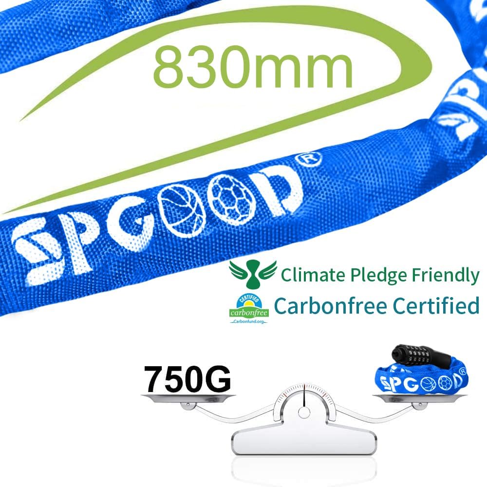 SPGOOD Bicycle Lock with Numbers and High Security Level, Bicycle Chain Lock, Number Code Combination Lock, Hardened Steel Chain Links, 14 Colours – Bild 2