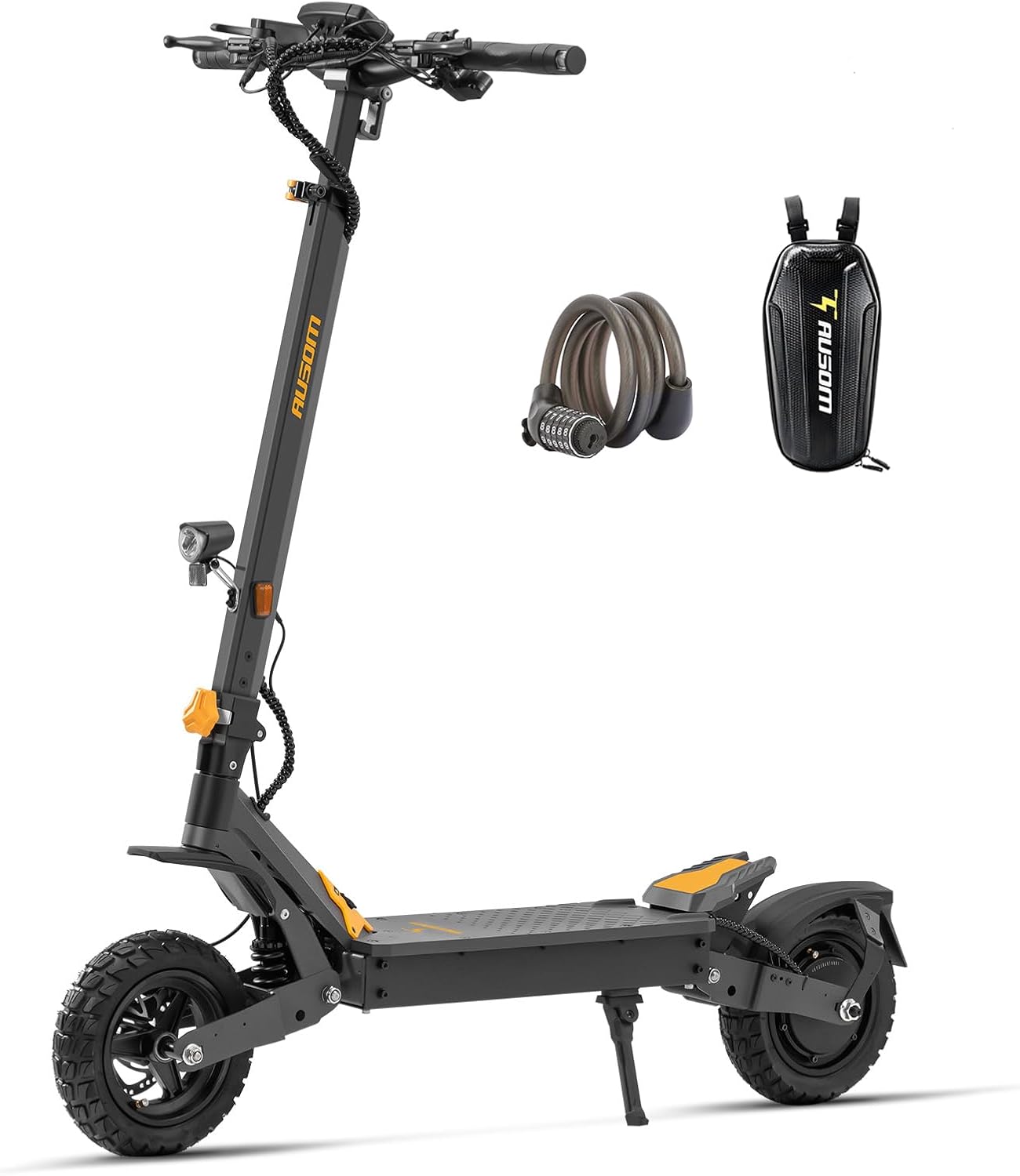 Ausom L1 E-Scooter mit Straßenzulassung (ABE), 70-90km Reichweite, 500W Motor, Max.20 km/h, Faltbarer Offroad Elektroroller für Erwachsene mit Duale Schwingarmdämpfer, Dual-Disc-Bremsen