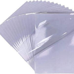 20 Sheets Premium Vinyl Sticker Film 100% Clear Self-Adhesive for Laser and Inkjet Printers Quick Drying A4 Size Crystal Clear Self-Adhesive Stickers