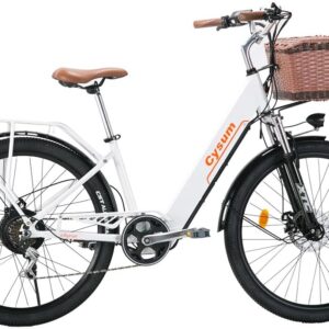 cysum Cityrun Women’s 26 Inch Electric Bike Electric Bike Electric Bike Adult 250W Motor 25KM/H Lithium Battery 36V 360WH Range 80km