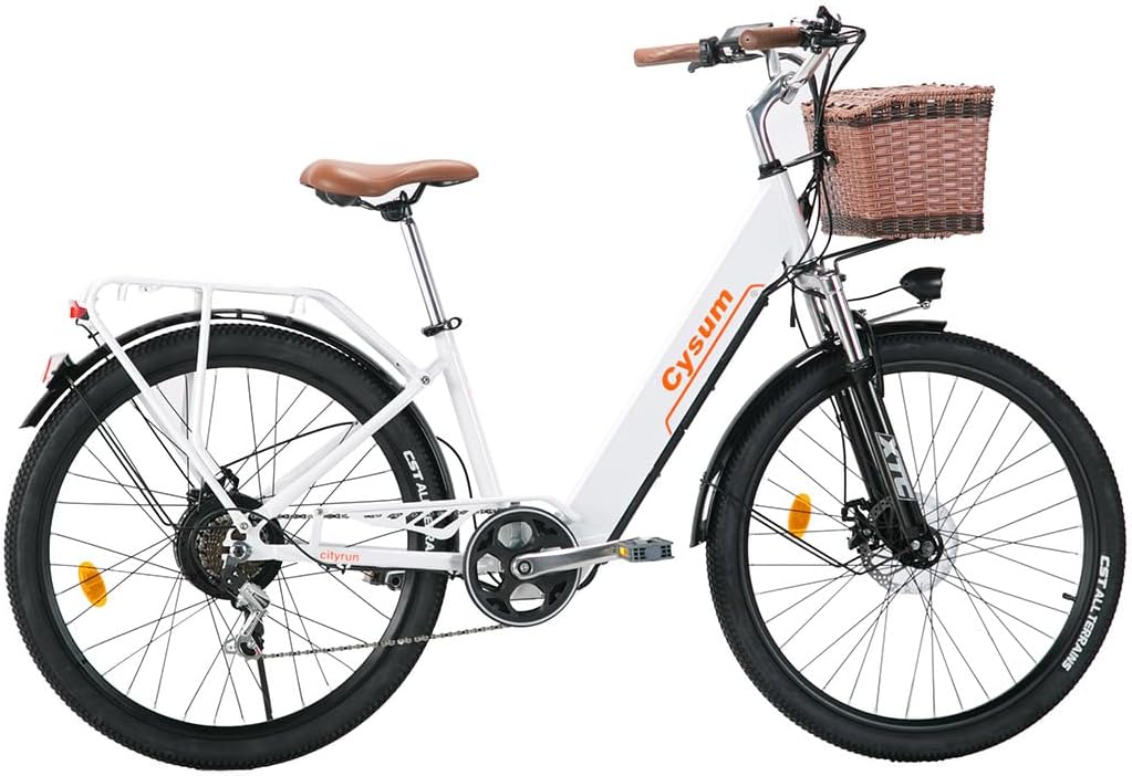 cysum Cityrun Women's 26 Inch Electric Bike Electric Bike Electric Bike Adult 250W Motor 25KM/H Lithium Battery 36V 360WH Range 80km
