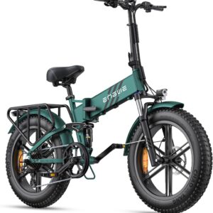 ENGWE E Bike Men’s Folding Electric Bicycle with 20 x 4.0 Inch Fat Tire, 16 Ah Removable Battery Long Range up to 150 km/110 KM, Full Suspension, 8 Gears, Engine Pro/Engine Pro 2.0