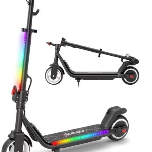 iScooter E Scooter for Children from 6-12/8-14 Years, 2/3 Modes (5-19 km/h), 6.5 Inch Music Foldable Electric Scooter & 3 Adjustable Heights, 5.5 Inch Children’s Electric Scooter with 7-Coloured