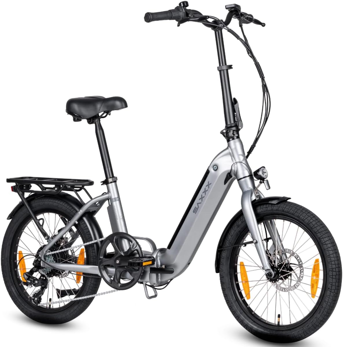 SAXXX Folding E-Bike, E-Bike, 20 Inch with 7 Speed Derailleur Gears, Electric Bicycle Adult with 36 V 11.4 Ah Battery, Disc Brakes, 90 km Long Range, Electric Bicycle 25 km/h for Men and Women