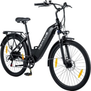 26T1 Electric Bicycle 26 Inch E-Bike, 36 V 18.2 Ah Removable Battery, 250 W Motor, LCD Display, 7 Speed, Range 90-130 km, 25 km/h, IPX5 Waterproof for Adults