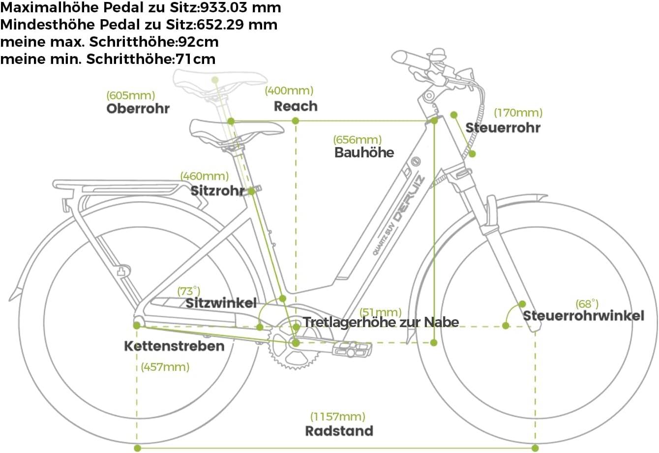 DERUIZ Quartz SUV E-Bike 27.5 Inch E-Mountain Bike with 644Wh Battery, 250W 55Nm Motor, Hydraulic Brakes, 8-Speed Derailleur, RH 46 cm Offroad & City Electric Bicycle for Men and Women, Max 150 km – Bild 8