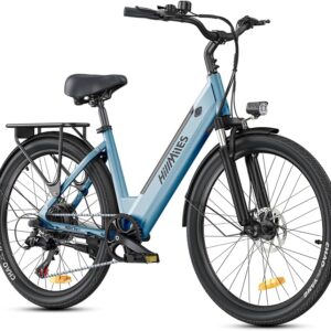 HillMiles MileCity1 26″ E-Bike für Erwachsene, 7 Gang Elektrofahrrad mit Austauschbarem 36V 13Ah Akku, 25 km/h und 80–100km Reichweite E-Bike für Städtische Pendler, IP65 Wasserdicht