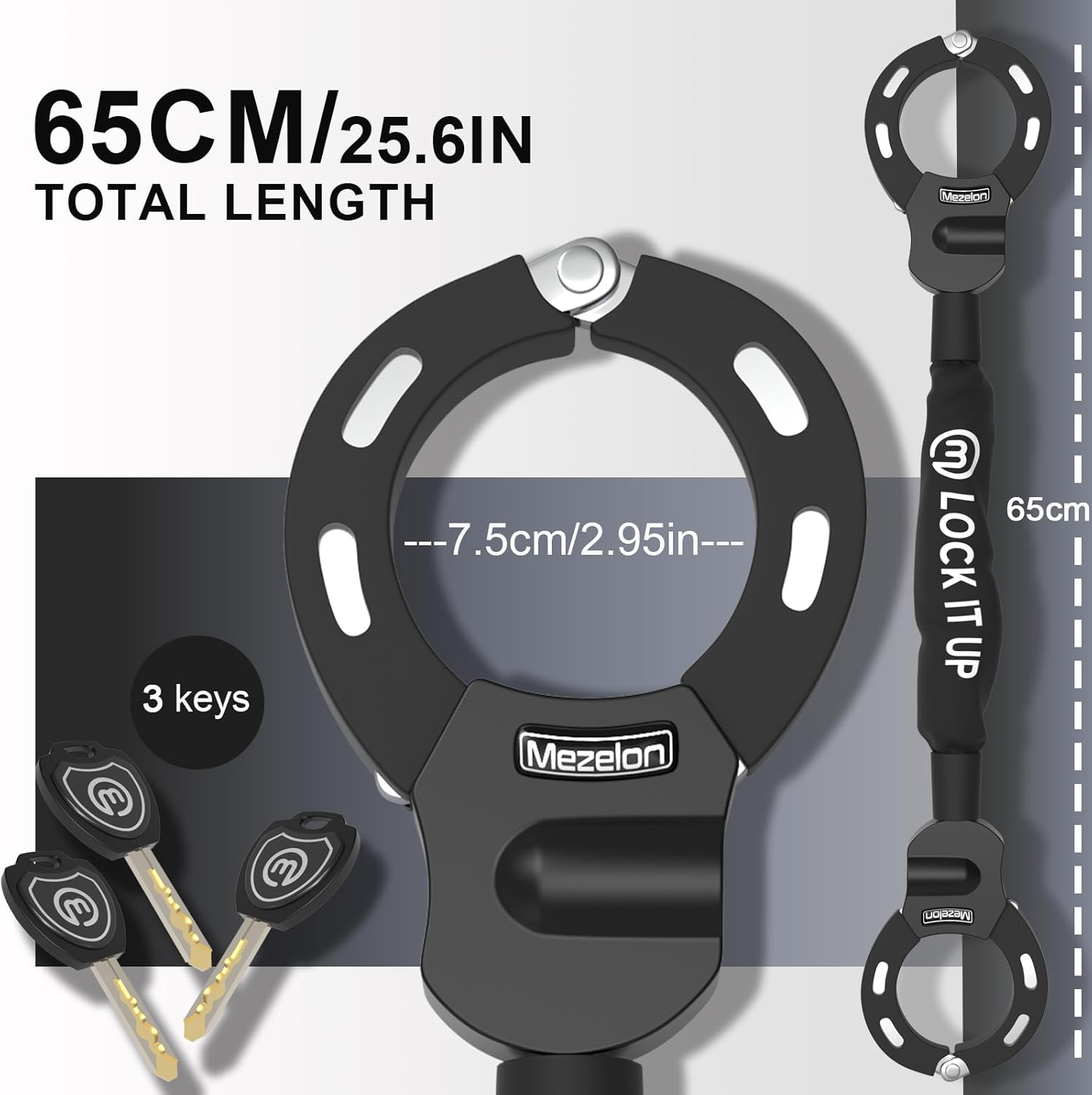 Mezelon E Scooter Lock 8 mm | Bicycle Lock | High Security Locks | Handcuff Lock | Heavy Duty Locks for E Scooter/Bicycle/E-Bike/Motorcycle – Bild 2