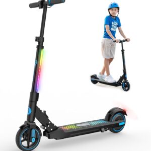 EVERCROSS EV06C Elektroscooter, 6,5“ Faltbarer E Scooter für Kinder 6-12 Jahren, 150 W Motor & 3 Gänge & 2600 mAh & 76-96cm Höhe, LED Display, Bunte Leuchten, Leichter Elektroroller Kinder