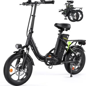 Finbike Folding Bike E-Bike 16 x 2.15 Inch Fat Tire, Portable Electric Bicycle with 10.4 Ah Removable Battery, 4 Riding Modes, PAS Range Max 88 Km, Folding Electric Bikes for Men Women Commuting