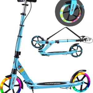 TENBOOM Children’s Scooter, 10 Years, Aluminium Folding City Scooter, Height Adjustable, Scooter Kick Scooter with Handbrake and Bell for Children 8 Years and Adults