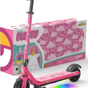 Gyroor H30 Max E Scooter Children 6-12 Years, 150 W Motor Electric Scooter for Children 10/13/16 km/h LED Digital Display, Music E Scooter Children Double Brake System, 3 Adjustable Height Electric
