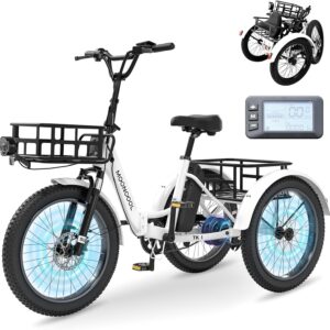 MOONCOOL E Bike Folding Bike, 20 Inch E Bike Men Women with 36 V 20 Ah Battery, 250 W Motor Electric Bicycle, LCD Display, Speed 25 km/h, IP65, 45 NM Electric Bike with Large Coats and Footrests