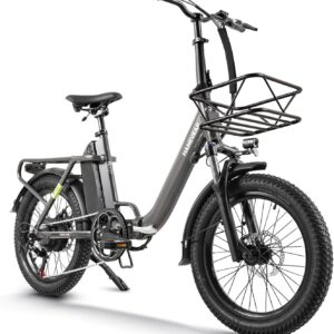HANEVEAR H6-Light E Bike Folding Bike, Electric Bicycles with Torque Sensor, 48 V 14.5 Ah Battery up to 120 km+, 55 N.m 250 W Motor, 3.0 Inch Fat E-Bike, Off-Road Pedelec EBike Men Women