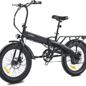 E-Bike Klapprad 20 Zoll Elektrofahrrad E-Cityrad, 36V 10.4Ah,20 * 3.0 Zoll Fat Tire bis zu 60km, LCD-Display, Heckgepäckträger, E-CityBike Für Damen und Herren Erwachsene