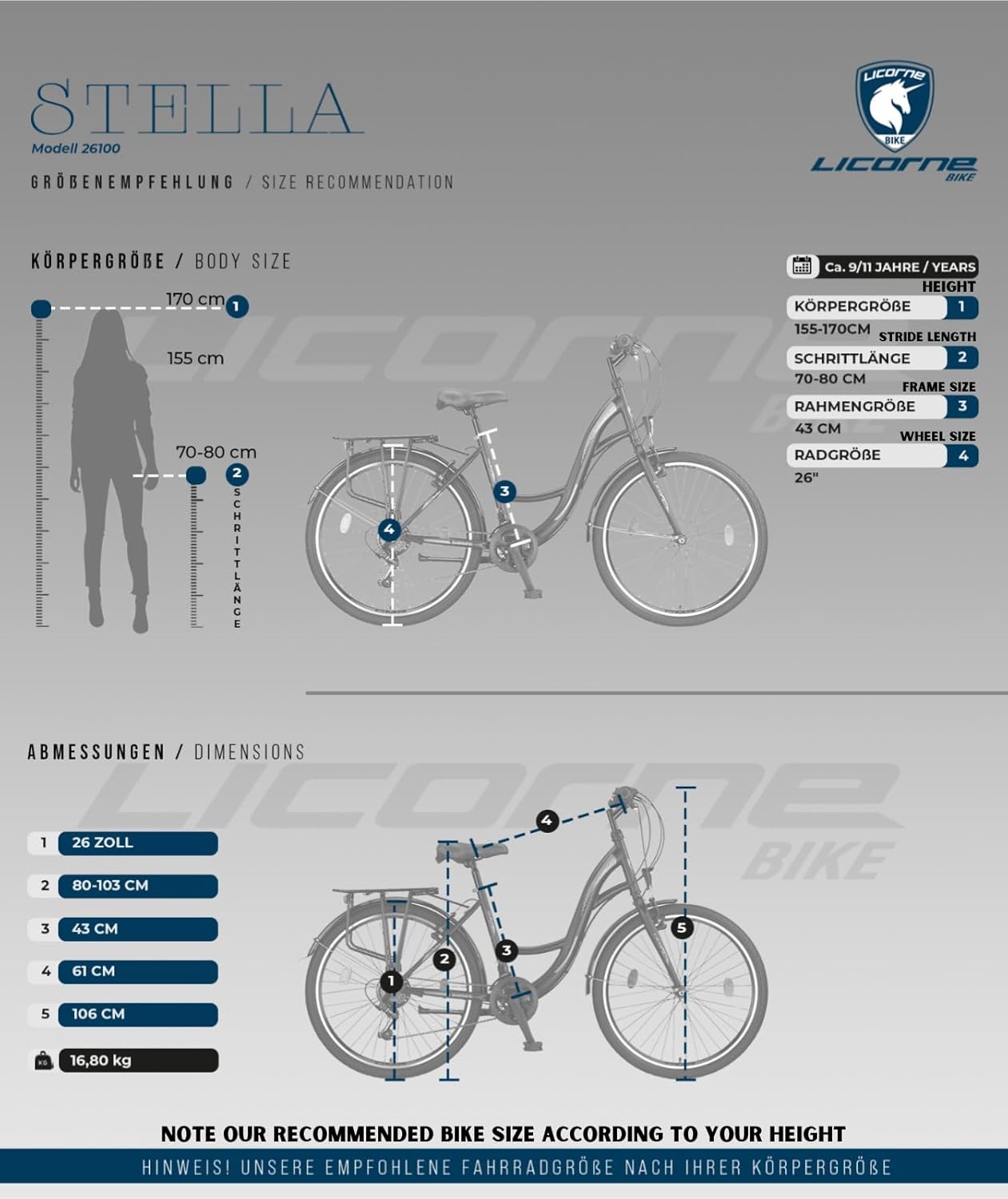 Licorne Bike Stella Premium City Bike in 20, 24, 26, 28 Inch Bicycle for Girls, Boys, Men and Women, 21 Speed Gears (6 Gears at 20 Inches) Dutch Bicycle City Bike – Bild 2