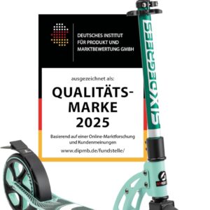 Six Degrees Aluminium Scooter with Folding Mechanism, Stand, 205 mm Test Winner, ABEC 7, Height Adjustable, GS Approved