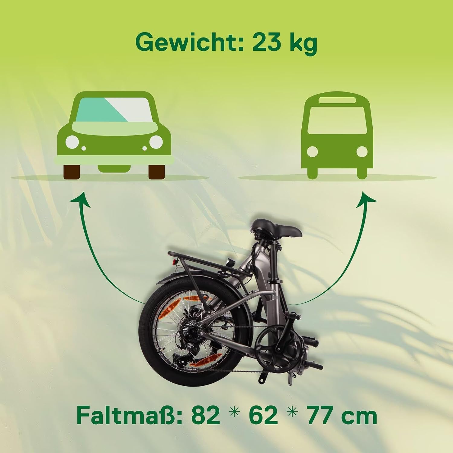 SAXXX Folding E-Bike, E-Bike, 20 Inch with 7 Speed Derailleur Gears, Electric Bicycle Adult with 36 V 11.4 Ah Battery, Disc Brakes, 90 km Long Range, Electric Bicycle 25 km/h for Men and Women – Bild 6