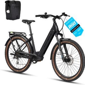 DERUIZ Quartz SUV E-Bike 27.5 Inch E-Mountain Bike with 644Wh Battery, 250W 55Nm Motor, Hydraulic Brakes, 8-Speed Derailleur, RH 46 cm Offroad & City Electric Bicycle for Men and Women, Max 150 km