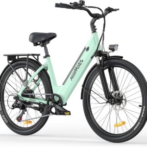 HillMiles MileCity1 26″ E-Bike für Erwachsene, 7 Gang Elektrofahrrad mit Austauschbarem 36V 13Ah Akku, 25 km/h und 80–100km Reichweite E-Bike für Städtische Pendler, IP65 Wasserdicht
