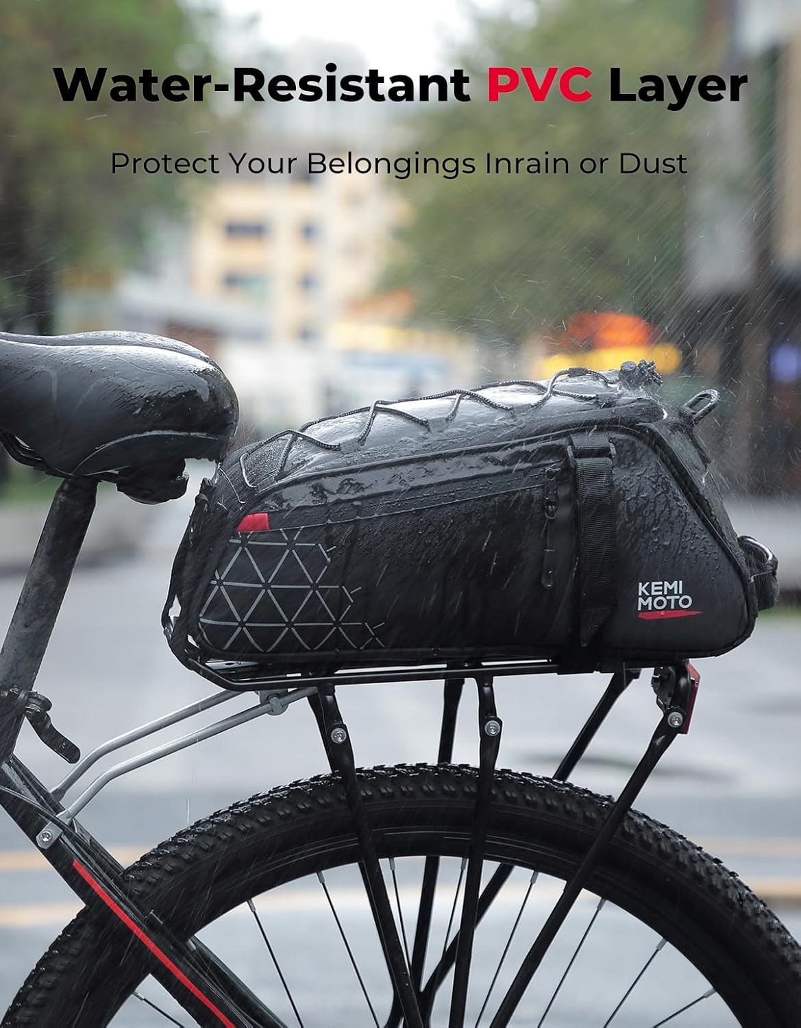 KEMIMOTO 2-in-1 Bicycle Rear Pannier Rack Bag - 8L Water Resistant Pannier Rack Bag for Commuter & Short Trips with Shoulder Strap, Carry Handle & Multiple Compartments – Bild 3
