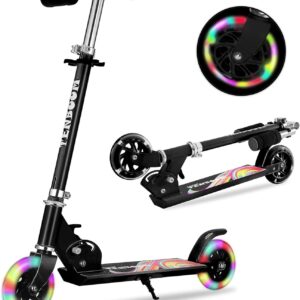 TENBOOM Children’s Scooter from 3 Years, 2 Wheels Foldable Scooter, 3 Height-Adjustable Children’s Scooters, LED Wheels, Children’s Scooter for Girls and Boys