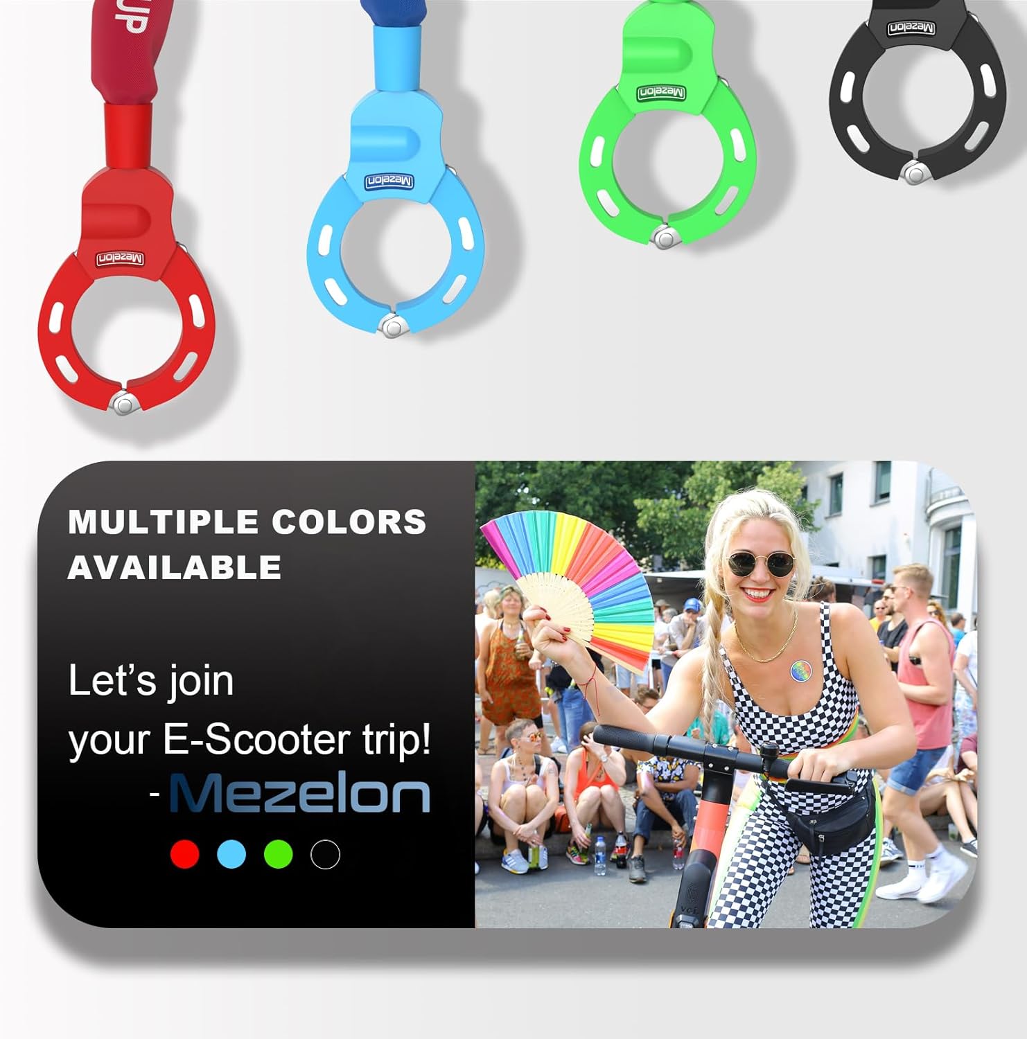 Mezelon E Scooter Lock 8 mm | Bicycle Lock | High Security Locks | Handcuff Lock | Heavy Duty Locks for E Scooter/Bicycle/E-Bike/Motorcycle – Bild 6