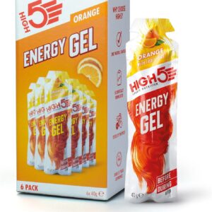 HIGH5 Energy Gels – Fast Energy Supply with Sports Gel for Peak Performance – With Natural Fruit Juice, Caffeine-Free – Energy Gel for Running, Marathon, Cycling, Endurance (Orange, 6 x 40 g)