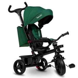 LIONELO Haari 2-in-1 Tricycle with Push Bar from 18 Months up to 25 kg, Forward and Reverse Drive, Tubeless Rubber Tyres, Freewheel Spacious, Basket, Bag, Drink Holder