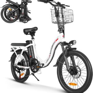 SAEMBIKE Elektrofahrrad Für Erwachsene, 250W Klappbares Elektrofahrrad Mit 36V 13AH Abnehmbarem Akku, Geschwindigkeit 25KM/H und Reichweite 110KM, 20„* 2.35“ Fetter Reifen E-Bikes Für Stadtpendler