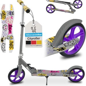 ArtSport City Scooter with Big Wheel Wheels and Carry Strap – For Children from 3 Years – 4 Designs