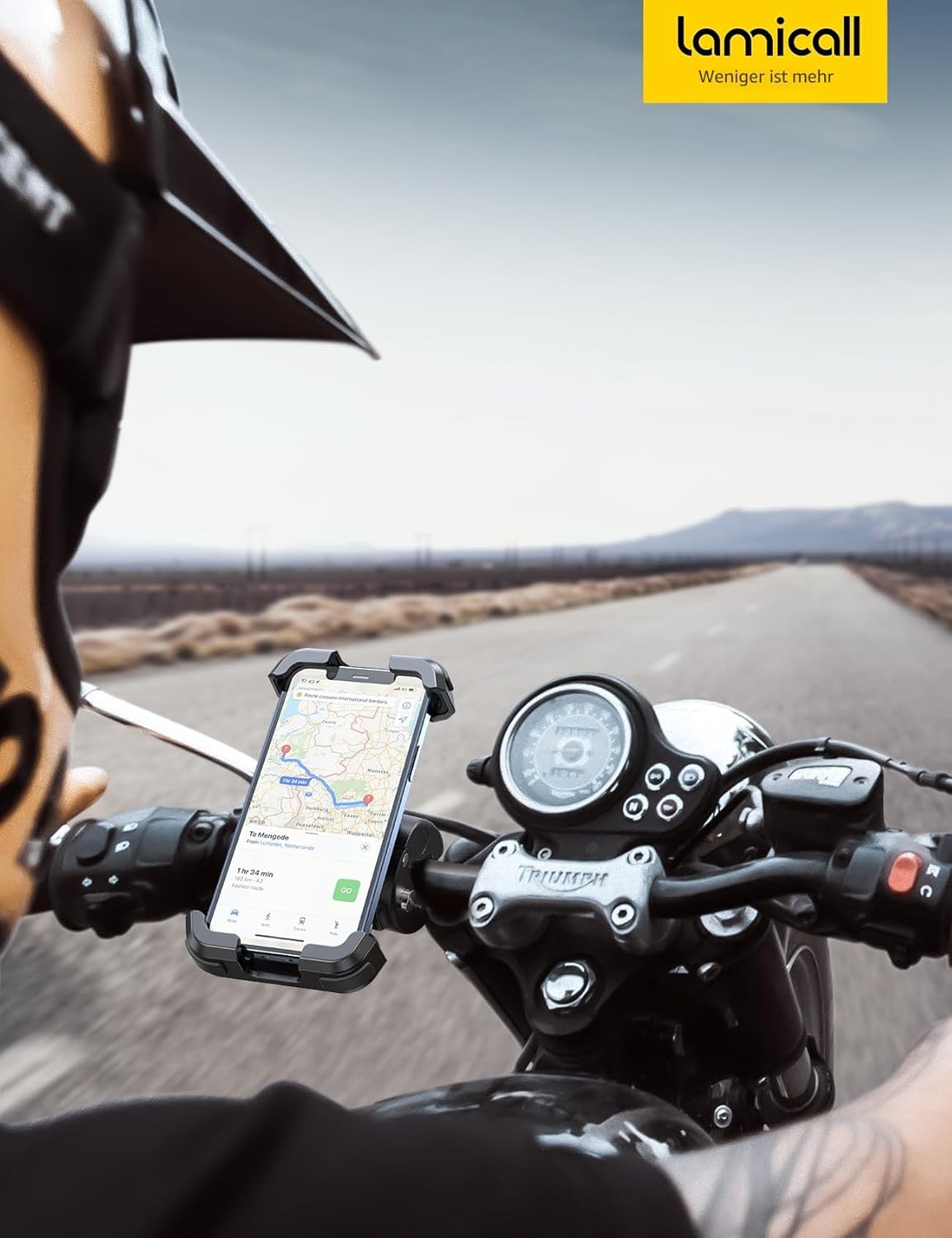 Lamicall Mobile Phone Holder Motorcycle Mobile Phone Holder Bicycle - 2026 Universal 360° Handlebar Holder for iPhone 17 16 15 14 Pro Max Plus, Air, SE, 13 12 Pro Max Mini, 11 Pro Max, Xs, XR, Samsung S26, Smartphone – Bild 7