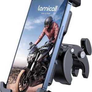 Lamicall Mobile Phone Holder Motorcycle Mobile Phone Holder Bicycle – 2026 Universal 360° Handlebar Holder for iPhone 17 16 15 14 Pro Max Plus, Air, SE, 13 12 Pro Max Mini, 11 Pro Max, Xs, XR, Samsung S26, Smartphone