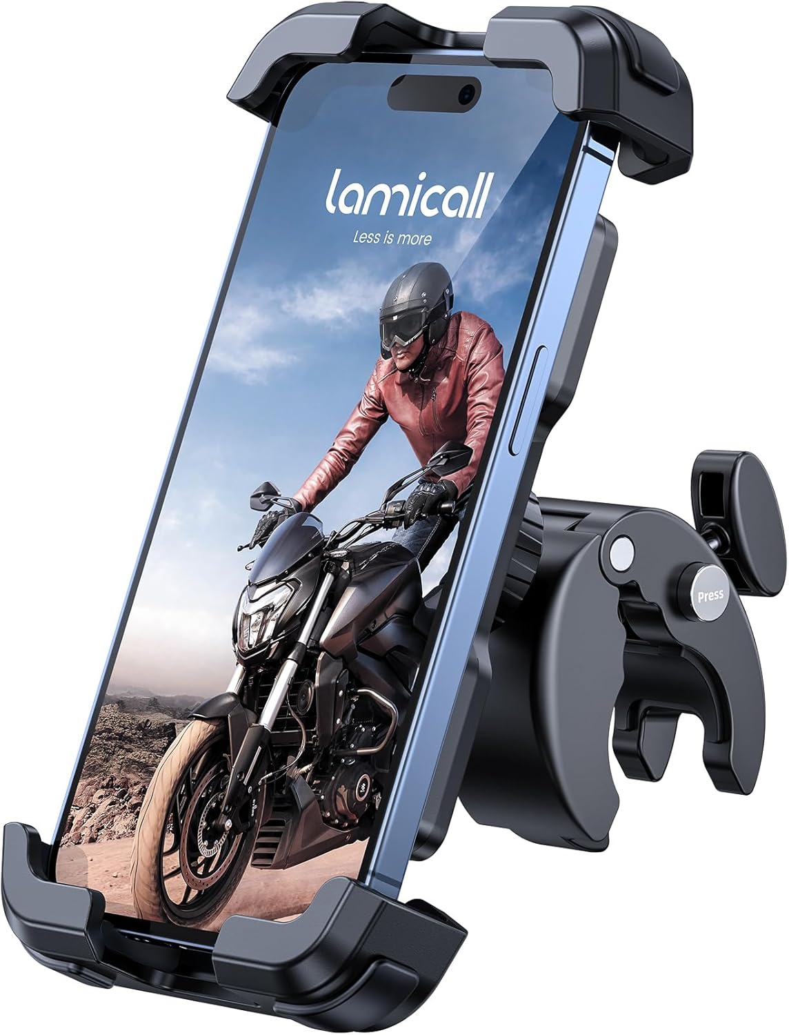 Lamicall Mobile Phone Holder Motorcycle Mobile Phone Holder Bicycle - 2026 Universal 360° Handlebar Holder for iPhone 17 16 15 14 Pro Max Plus, Air, SE, 13 12 Pro Max Mini, 11 Pro Max, Xs, XR, Samsung S26, Smartphone