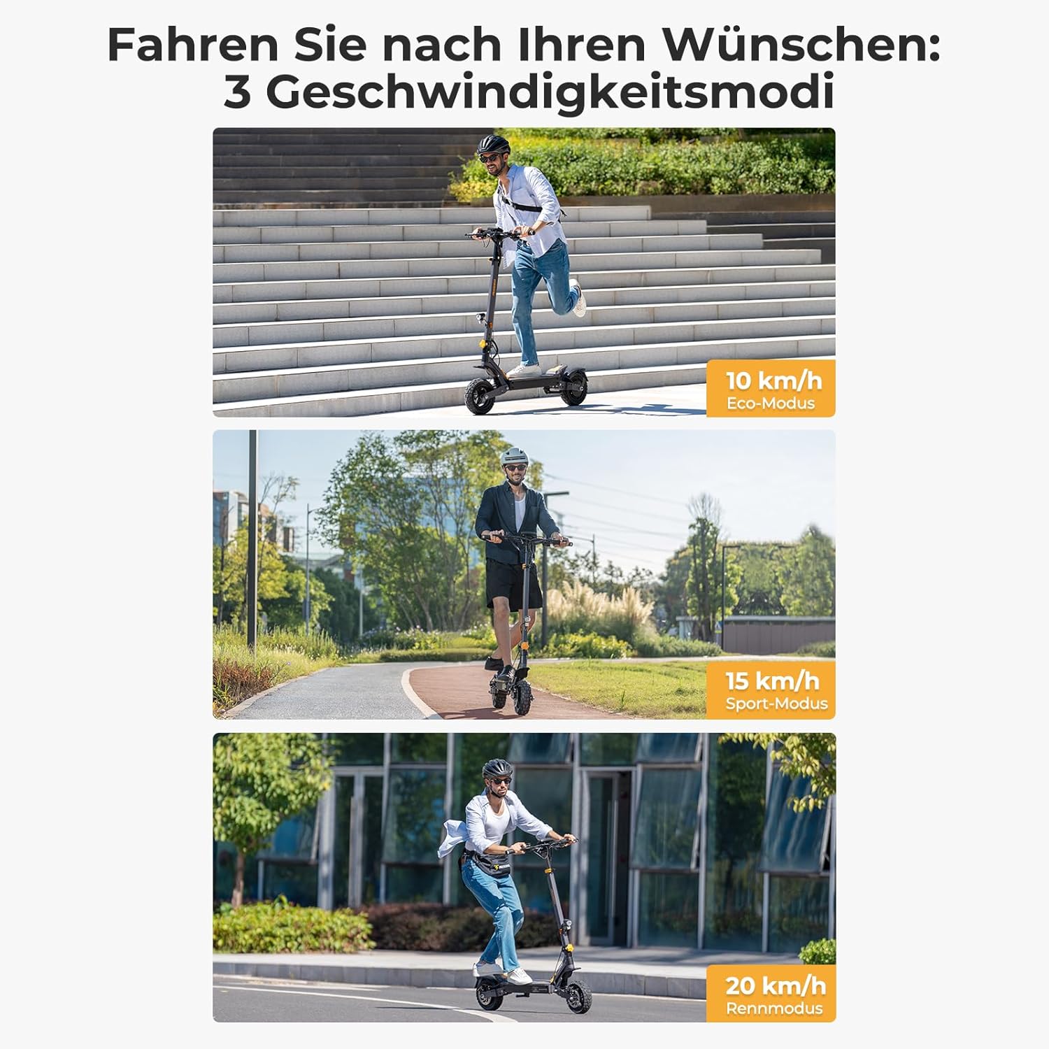 Ausom L1 E-Scooter mit Straßenzulassung (ABE), 70-90km Reichweite, 500W Motor, Max.20 km/h, Faltbarer Offroad Elektroroller für Erwachsene mit Duale Schwingarmdämpfer, Dual-Disc-Bremsen – Bild 5
