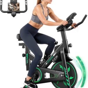Heimtrainer Fahrrad mit App, Magnetwiderstand Hometrainer Fahrrad, Leises Ergometer Spinning Bike Indoor, Schweres Schwungrad und Verdickt Sitz, LCD-Monitor, Tablet-Halter, Bis 150KG