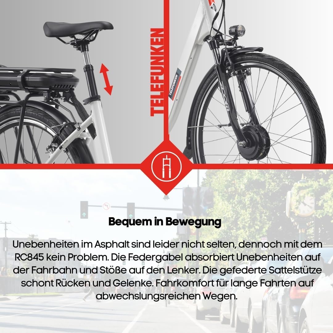 TELEFUNKEN E-Bike 28 Zoll Fahrrad für Damen & Herren | Pedelec Citybike mit 7-Gang Nabenschaltung | Elektrofahrrad 250 W Frontmotor | 468 Wh Li-Ion Akku | EBike Multitalent RC845 – Bild 6