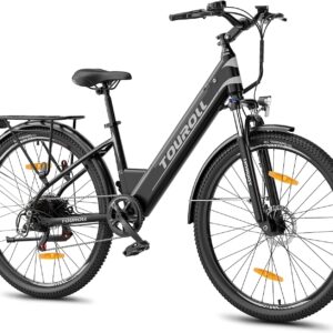 Touroll J1 ST/J2 27,5″ E Bike, Elektrofahrrad Trekkingrad E-Bike Herren Damen mit 561.6Wh Akku,100km, 250W Motor, E-Fahrrad mit 7-Gang-Getriebe, Pedelec Citybike EBike für Erwachsene