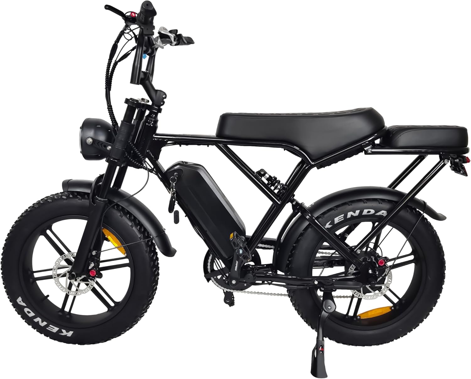 OUXI H9 E-Bike 20 Inch Fatbike Electric Bicycle Pedelec, 250 W Motor 60 Nm, 48 V 15 Ah Battery 60 km, Hydraulic Disc Brakes, Full Suspension, Front and Rear Pannier Rack with Indicator