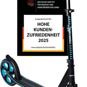 muuwmi Aluminium Scooter Pro – Scooter, 215mm, ABEC 7, GS Approved, Height Adjustable, XL Deck, BMX Handlebar