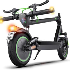 E Scooter with Road Approval, Max 60 km Range, E Scooter with Indicator, 10 Inch Electric Scooter with Damping and App, Foldable Electric Scooter up to 120 kg, 500 W Electric Scooter Adult for Commuting