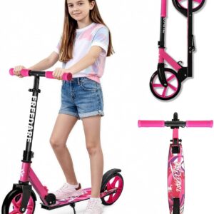 FREEDARE Cityroller Scooter for Children and Adults Foldable Scooter for Adults 200 mm Large Wheels Scooter Height Adjustable up to 100 kg Children’s Scooter