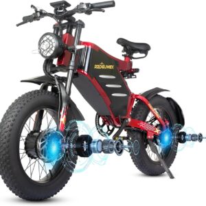 RZOGUWEX Electric Bicycle, 20 Inch 160 NM Double Motor Off-Road Ebike for Adults with Removable 48 V 30 Ah Lithium-Ion Battery, Double Hydraulic Disc Brake