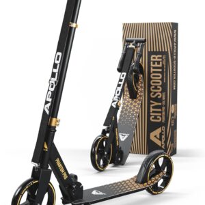 Apollo Phantom Pro City Scooter with XXL Wheels – Folding Height-Adjustable City Push Scooter for Adults and Children
