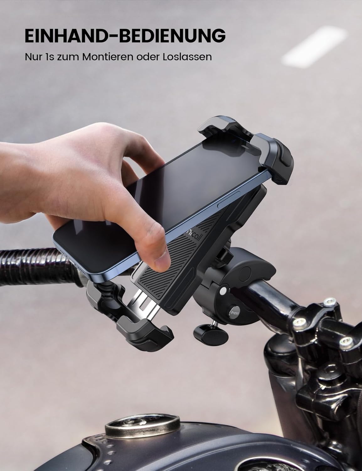 Lamicall Mobile Phone Holder Motorcycle Mobile Phone Holder Bicycle - 2026 Universal 360° Handlebar Holder for iPhone 17 16 15 14 Pro Max Plus, Air, SE, 13 12 Pro Max Mini, 11 Pro Max, Xs, XR, Samsung S26, Smartphone – Bild 2